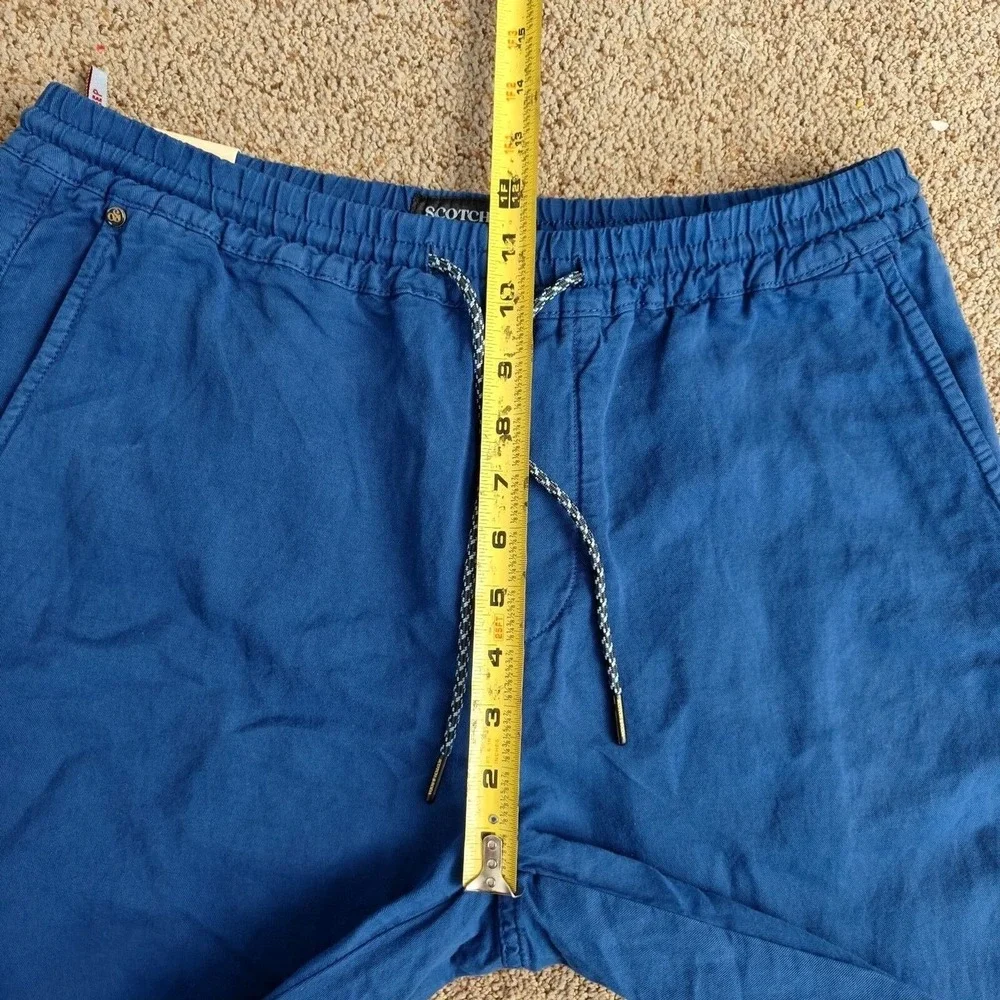 NWT Scotch & Soda Fave Men Blue Linen Cotton Garment Dye Chino Pants‎